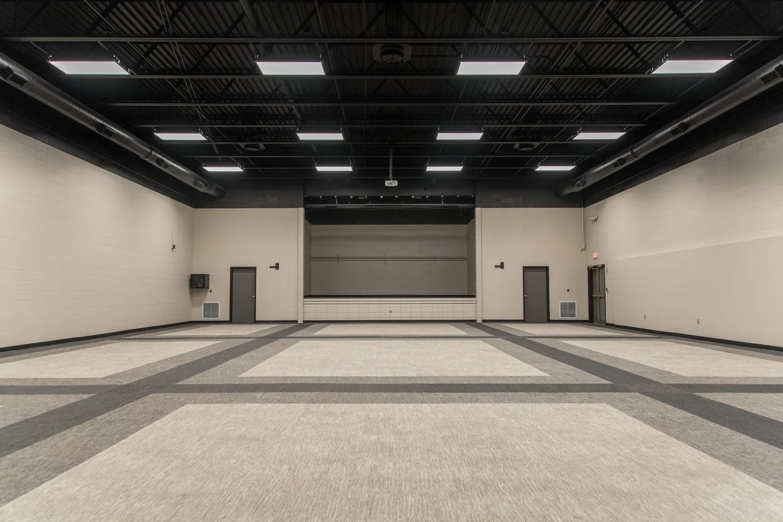 The main event hall at SandHills, an open room ready to be set up