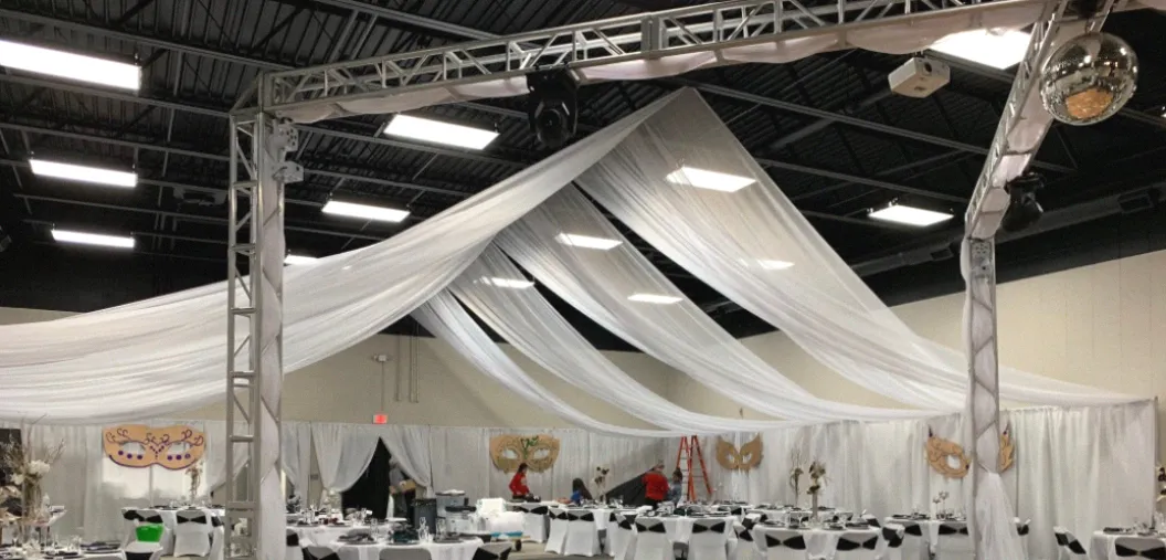 The SandHills reception hall set for an event